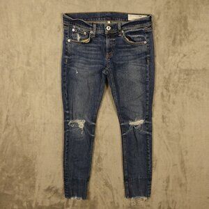 Rag and‎ Bone Jeans Dre Capri Women's 25 Blue Denim USA Made Distressed